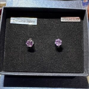 Sterling Silver Purple Amethyst Stud Earrings